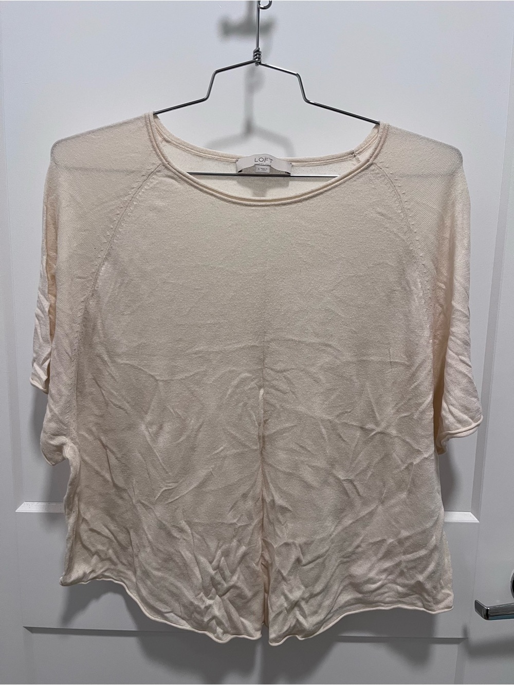 LOFT Cream Short-Sleeve Lightweight Tunic Top